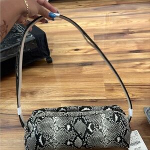 Zara Black and White Shoulder Bag with Snake Print